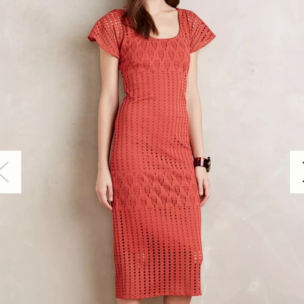 Anthropologie HD In Paris Piacere Midi Eyelet Dress